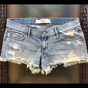 A&F Low Rise Distressed Denim Shorts